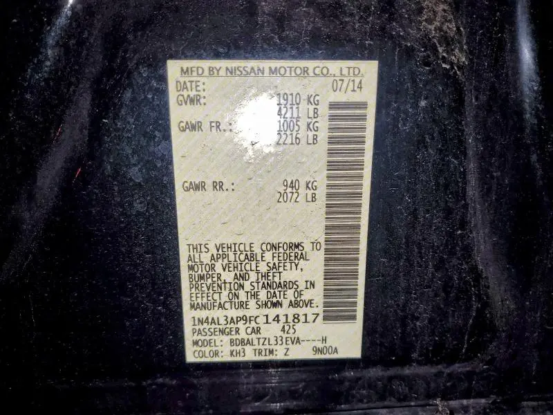 2015 NISSAN ALTIMA 2.5  