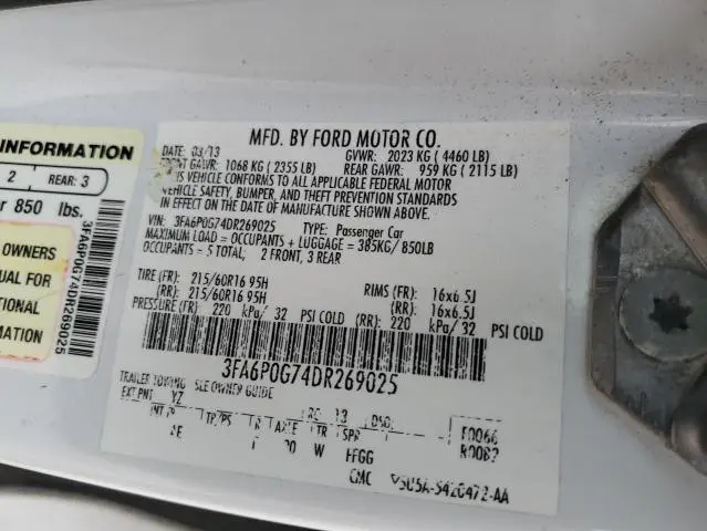 2013 FORD FUSION S  