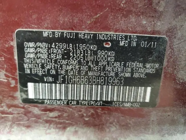 2011 SUBARU IMPREZA 2.5I PREMIUM  