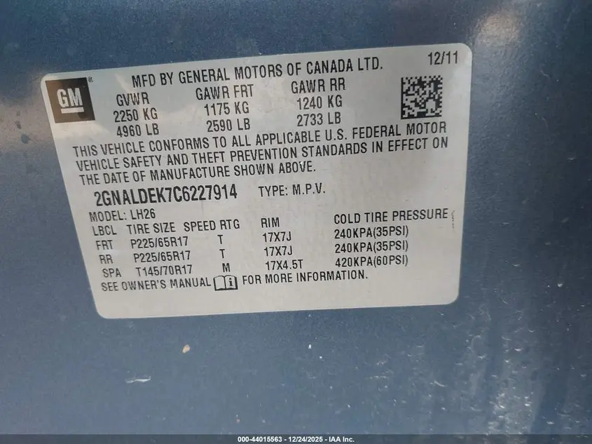 2012 CHEVROLET EQUINOX 1LT