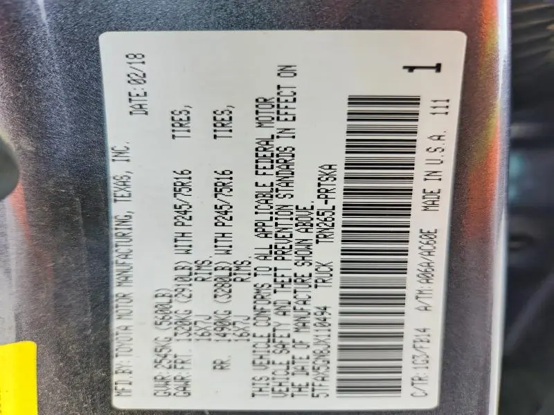 2018 TOYOTA TACOMA SR  