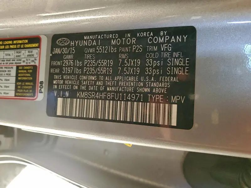 2015 HYUNDAI SANTA FE GLS  