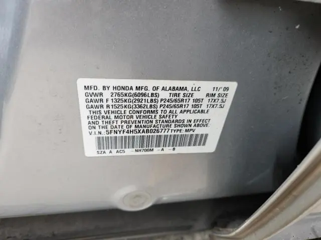 2010 HONDA PILOT EXL  