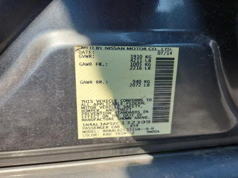 2015 NISSAN ALTIMA 2.5 SL  