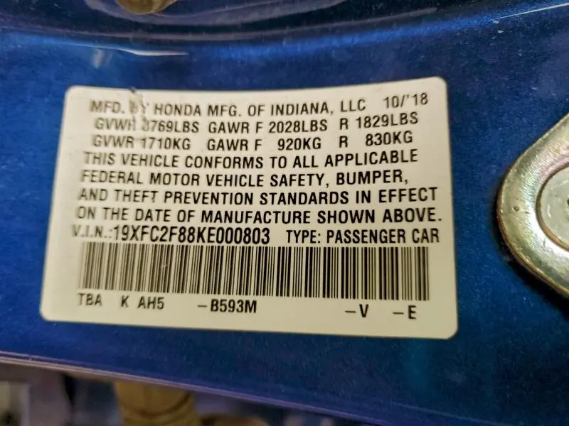 2019 HONDA CIVIC SPORT  