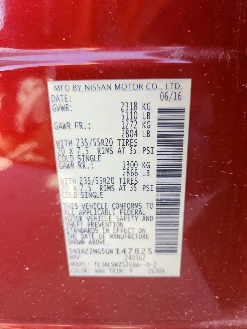 2016 NISSAN MURANO S  