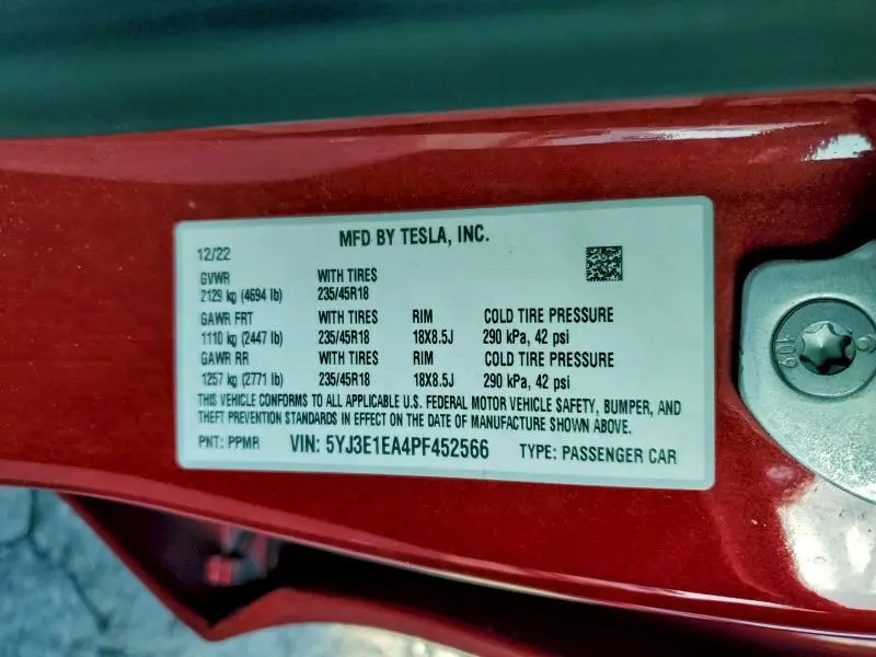 2023 TESLA MODEL 3   