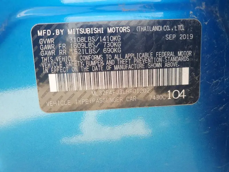 2020 MITSUBISHI MIRAGE G4 SE  