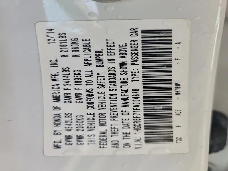 2015 HONDA ACCORD TOURING HYBRID  