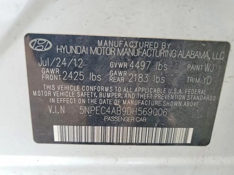 2013 HYUNDAI SONATA LIMITED 2.0T  