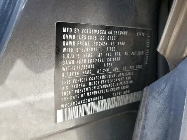 2013 VOLKSWAGEN TIGUAN S  