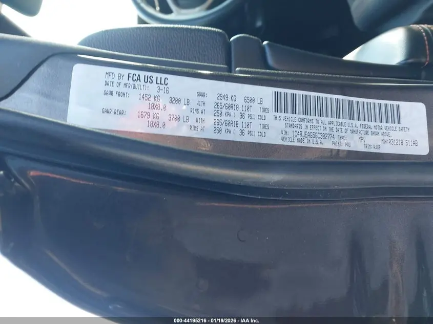 2016 JEEP GRAND CHEROKEE 75TH ANNIVERSARY