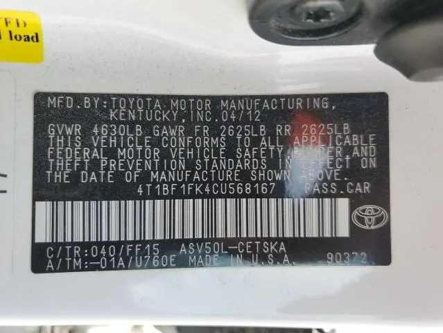 2012 TOYOTA CAMRY BASE  