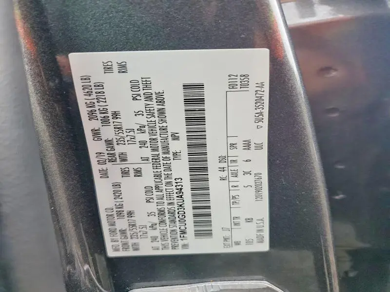 2019 FORD ESCAPE SE  
