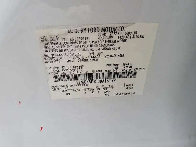 2018 FORD FLEX LIMITED  