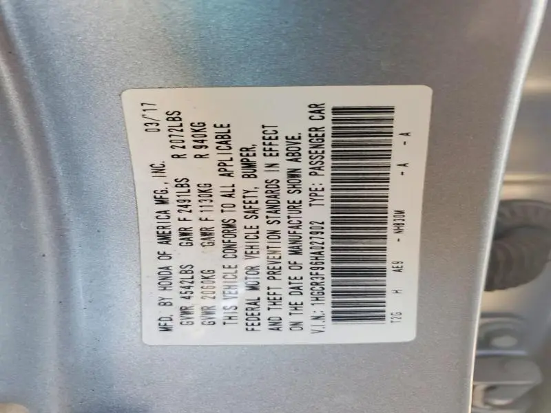 2017 HONDA ACCORD TOURING  