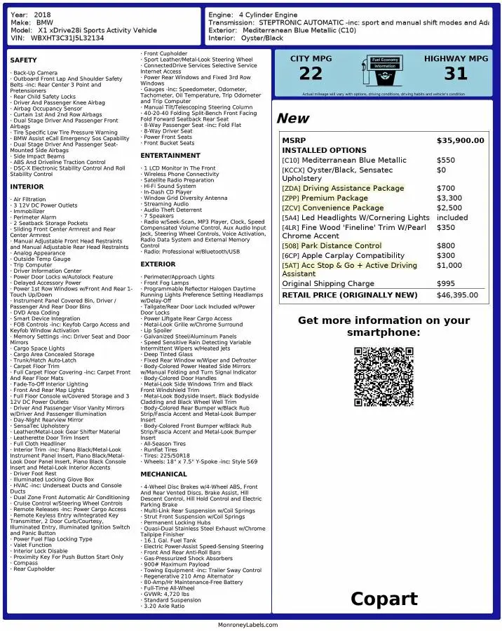 2018 BMW X1 XDRIVE28I  