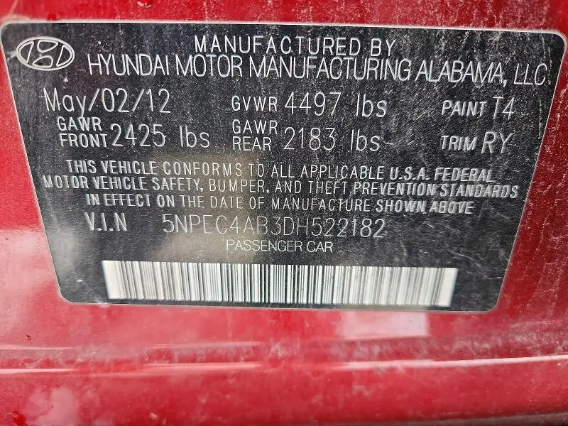 2013 HYUNDAI SONATA SE  