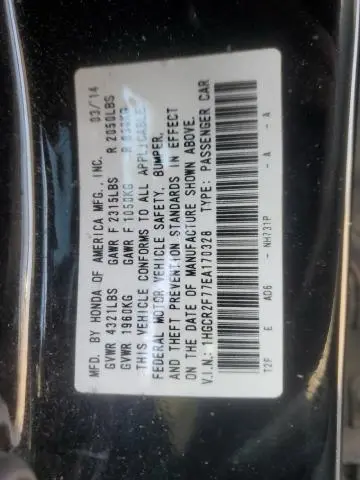 2014 HONDA ACCORD EX