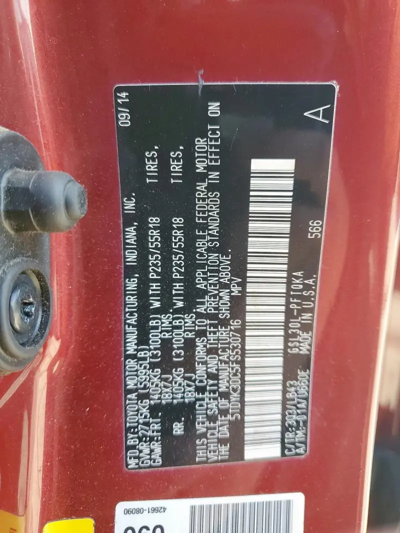 2015 TOYOTA SIENNA XLE  