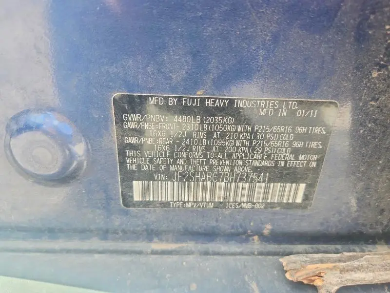 2011 SUBARU FORESTER 2.5X  