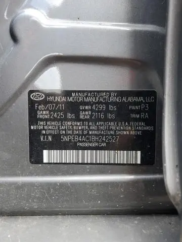2011 HYUNDAI SONATA GLS  