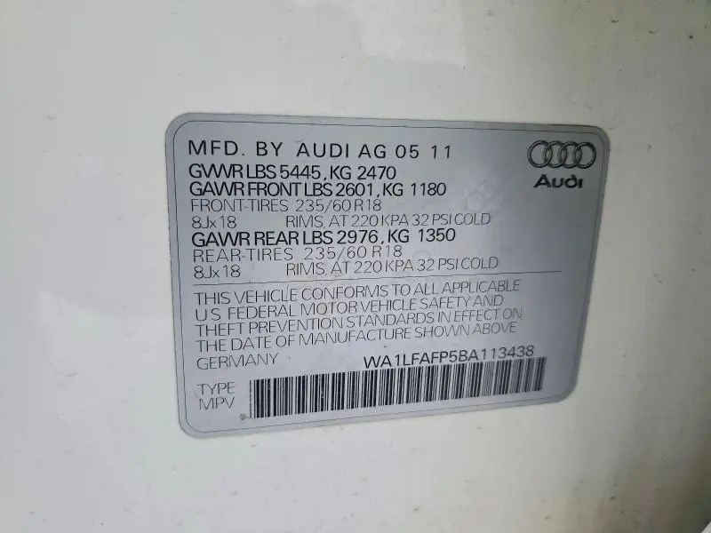 2011 AUDI Q5 PREMIUM PLUS  