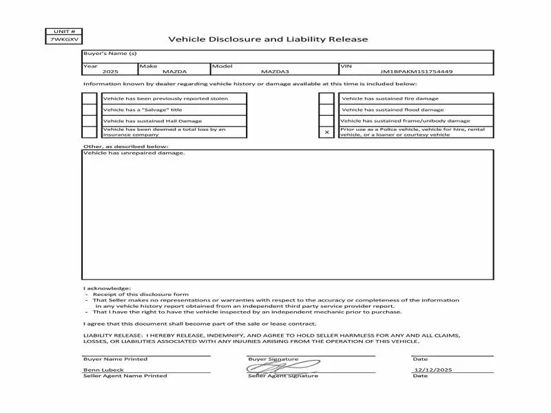 2025 MAZDA 3 SELECT SPORT  