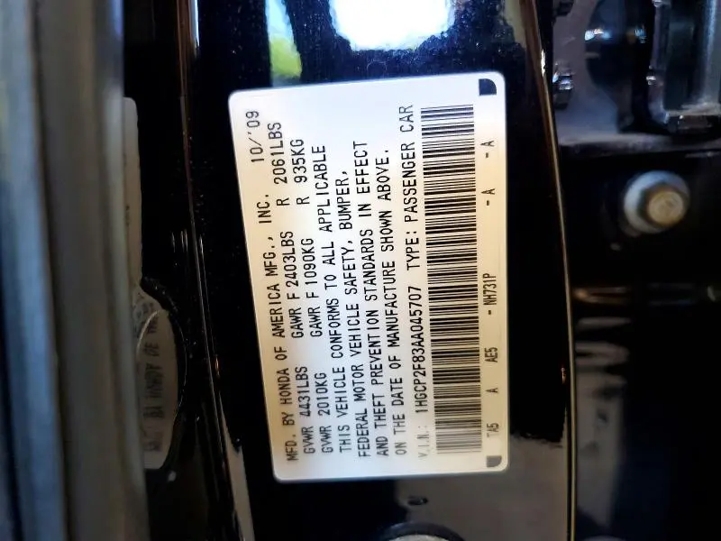 2010 HONDA ACCORD EXL  