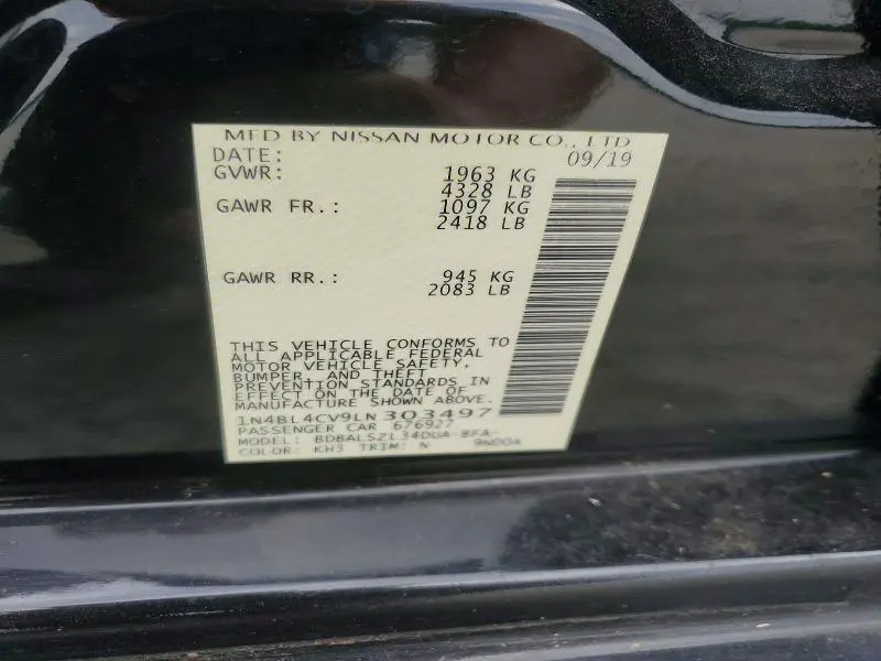 2020 NISSAN ALTIMA SR  
