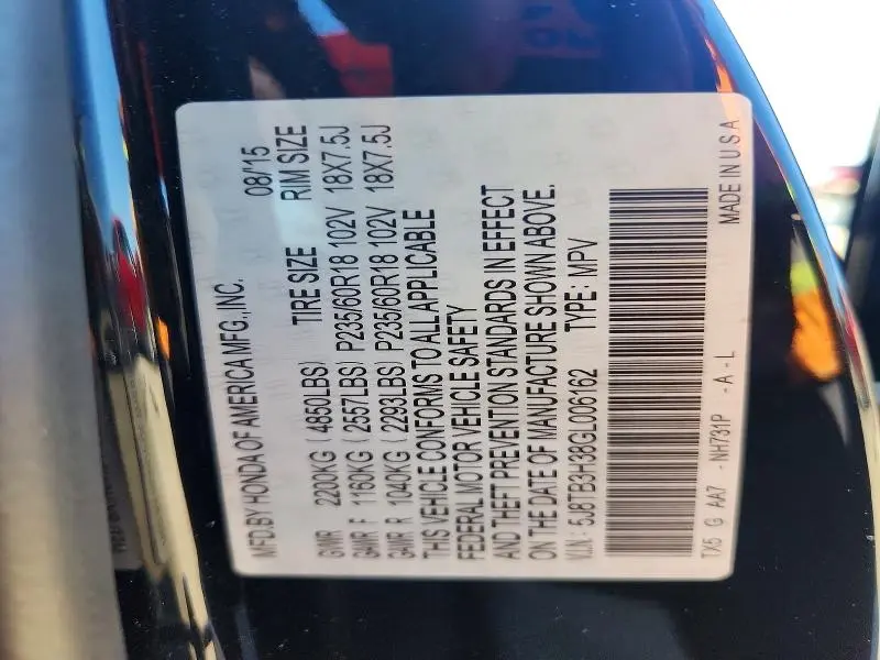 2016 ACURA RDX   