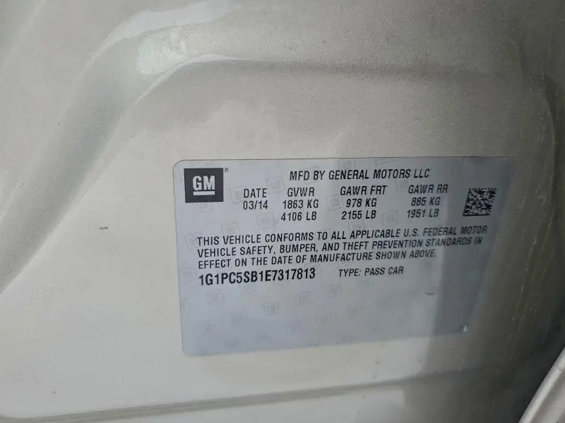 2014 CHEVROLET CRUZE LT  