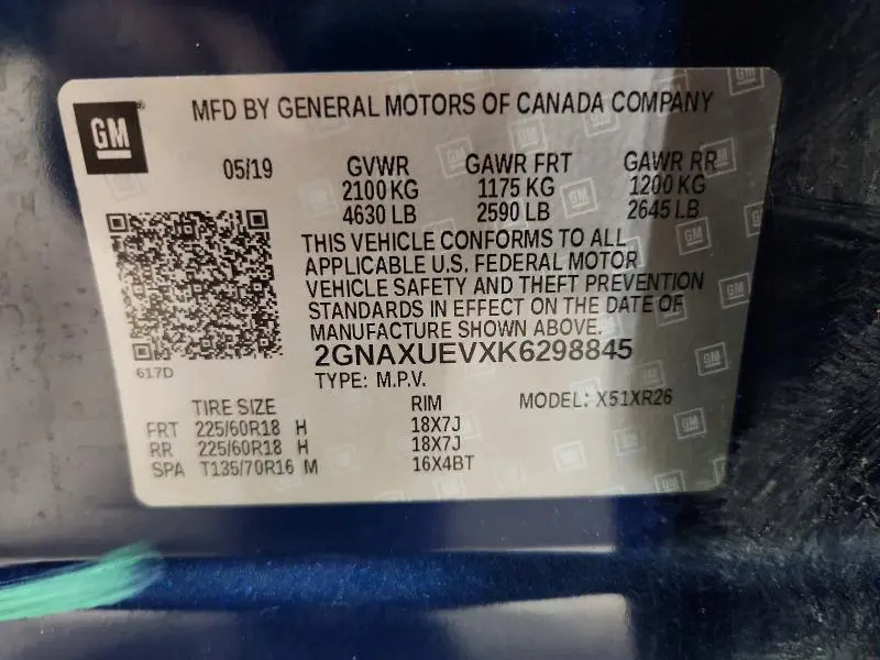 2019 CHEVROLET EQUINOX LT  