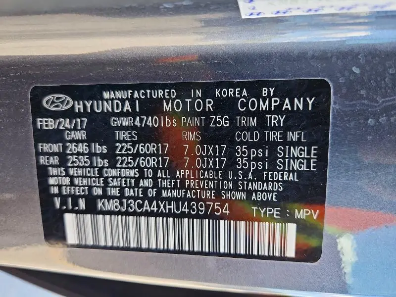 2017 HYUNDAI TUCSON SE PLUS  