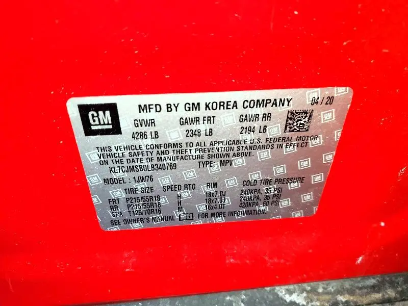 2020 CHEVROLET TRAX PREMIER  