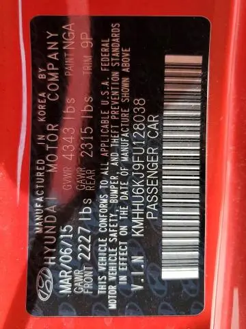 2015 HYUNDAI GENESIS COUPE 3.8L  