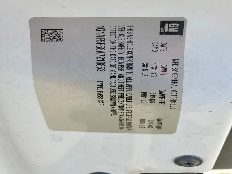 2010 CHEVROLET COBALT 2LT  