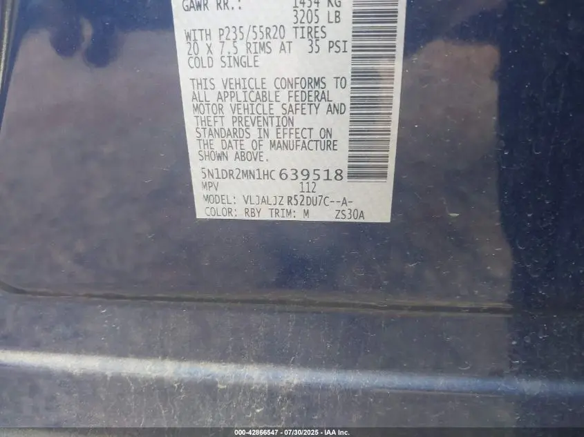 2017 NISSAN PATHFINDER PLATINUM