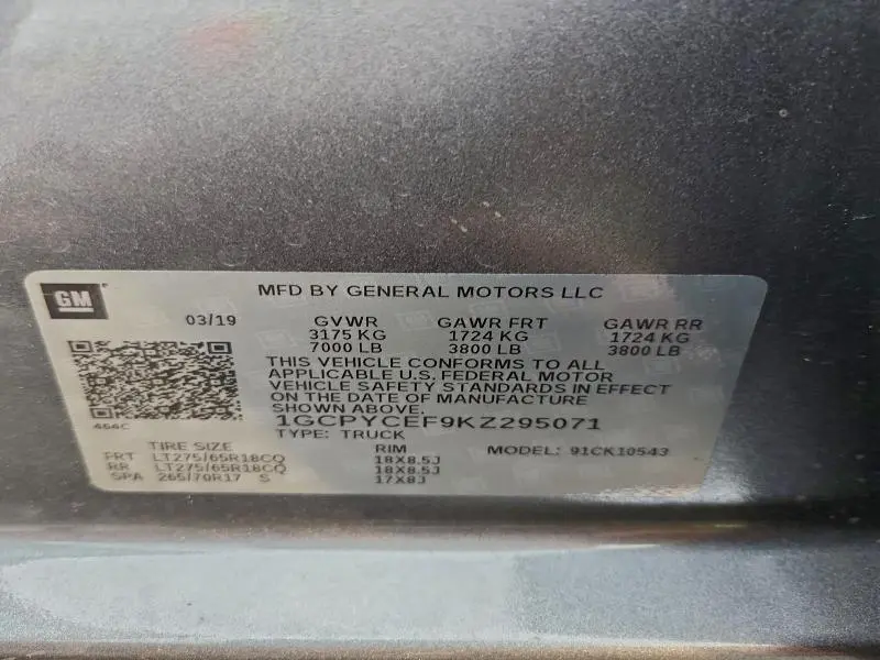 2019 CHEVROLET SILVERADO K1500 TRAIL BOSS CUSTOM  