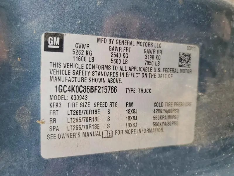 2011 CHEVROLET SILVERADO K3500 LT  