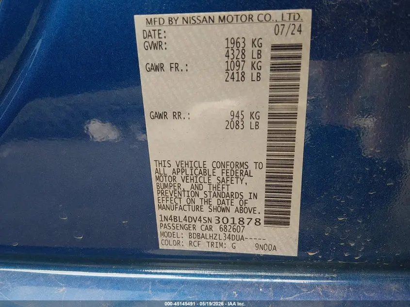 2025 NISSAN ALTIMA SV FWD
