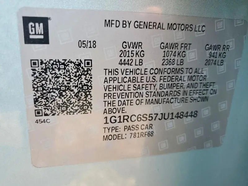 2018 CHEVROLET VOLT LT  