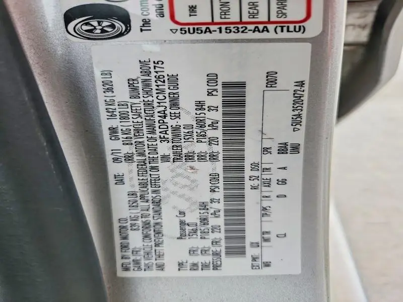 2012 FORD FIESTA S  