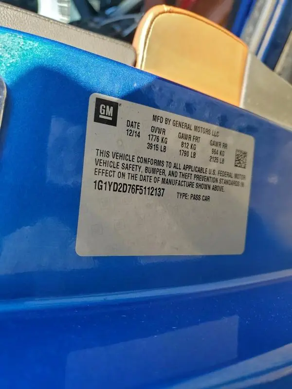 2015 CHEVROLET CORVETTE   