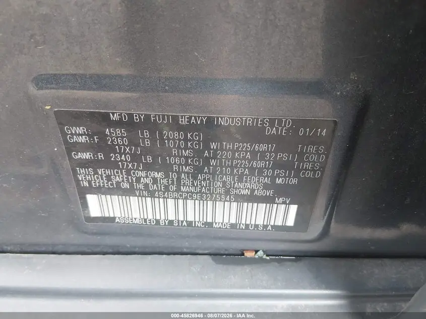 2014 SUBARU OUTBACK 2.5I LIMITED