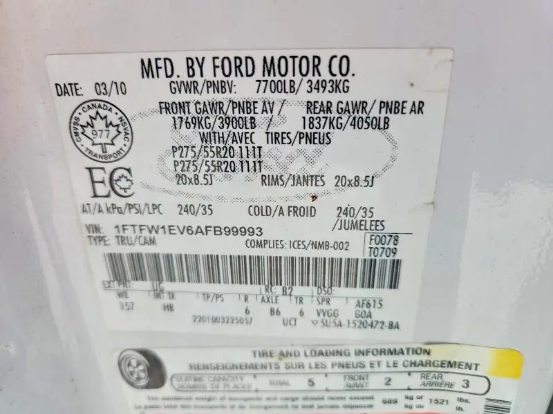 2010 FORD F150 SUPERCREW  