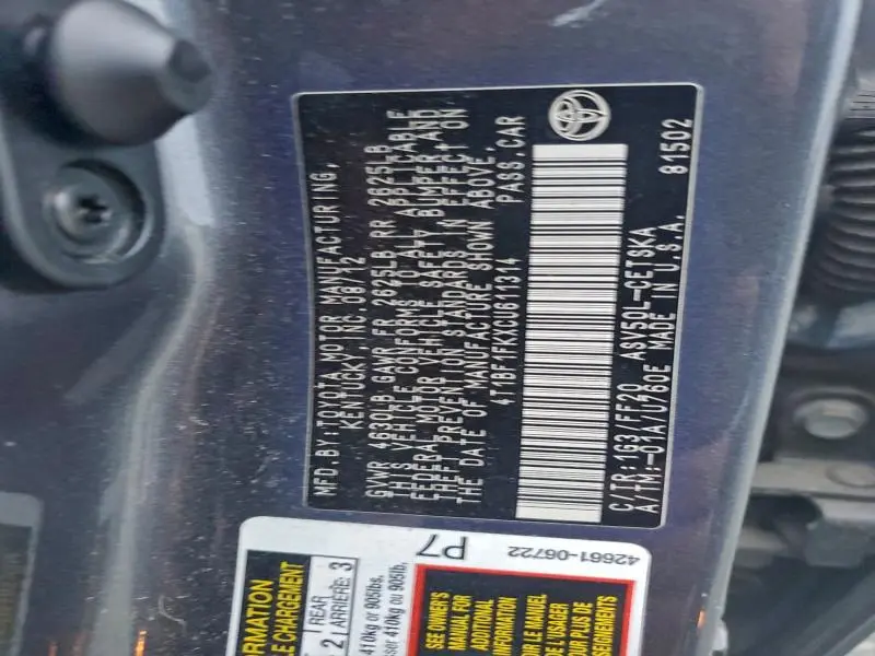 2012 TOYOTA CAMRY BASE  