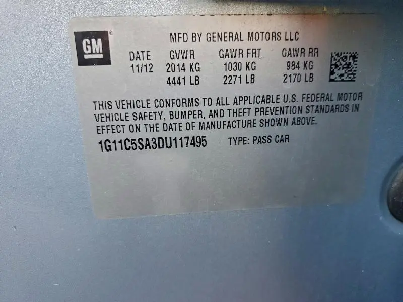 2013 CHEVROLET MALIBU 1LT  