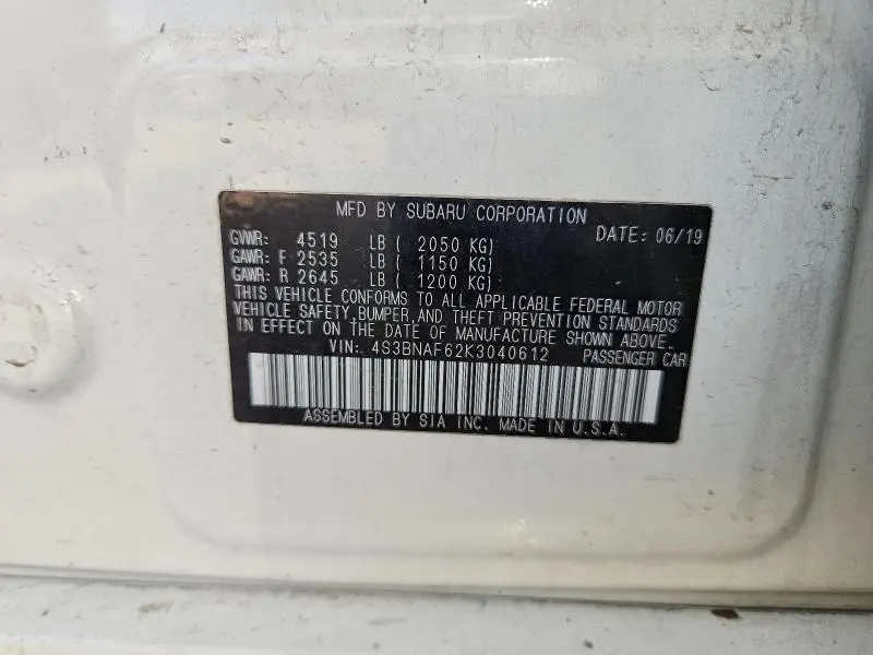 2019 SUBARU LEGACY 2.5I PREMIUM  