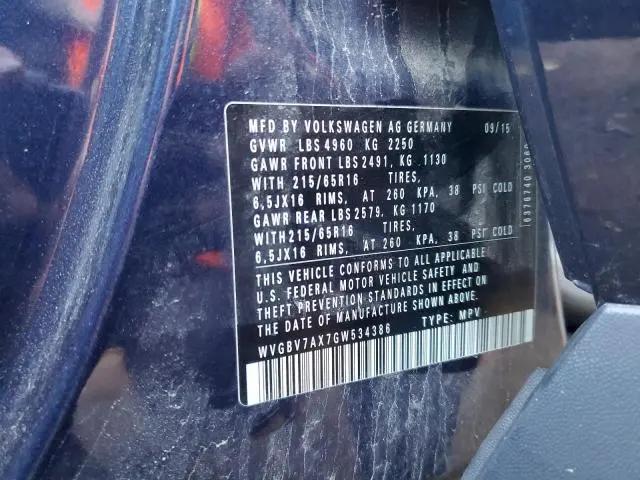 2016 VOLKSWAGEN TIGUAN S